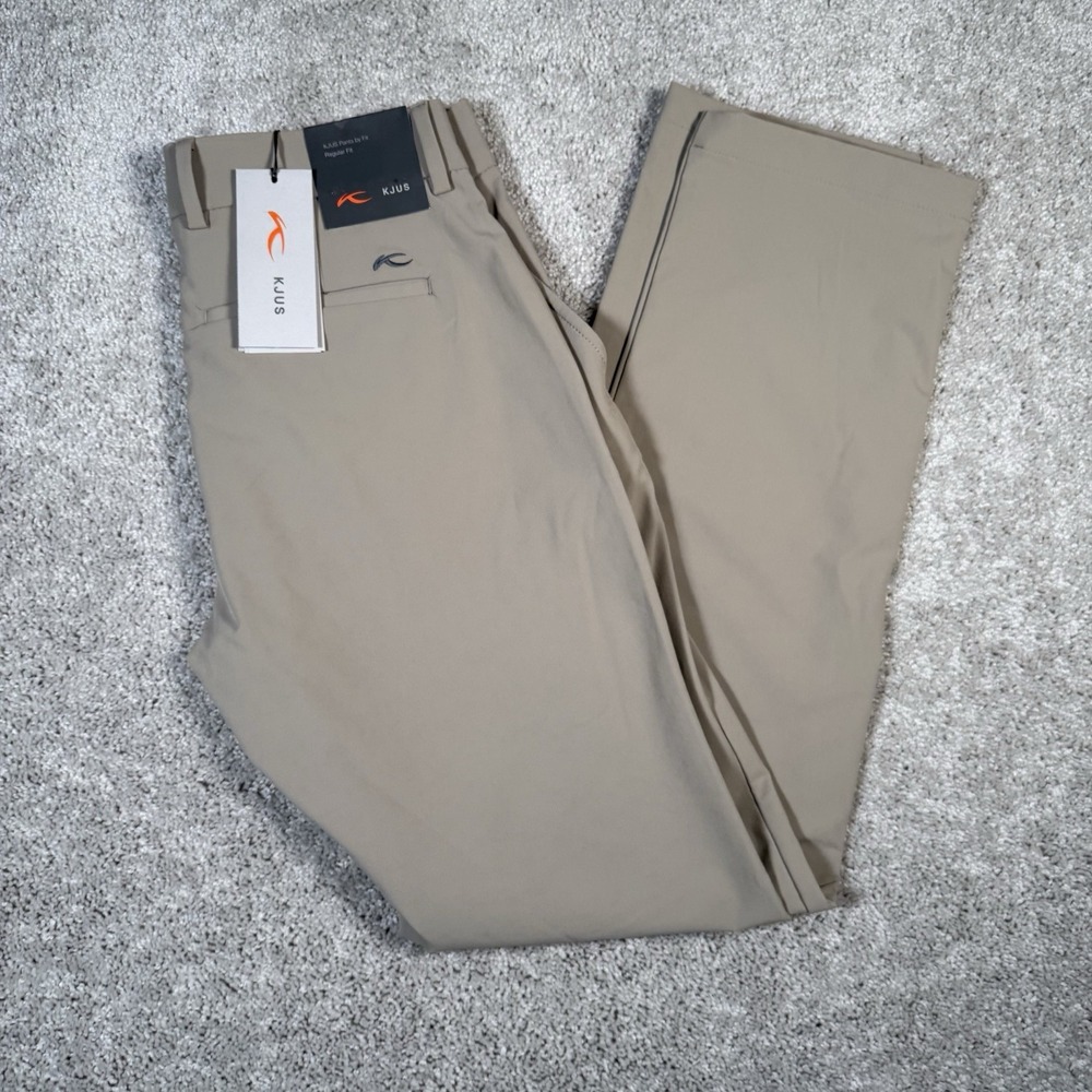 NWT KJUS Performance IKE Regular Fit Golf Pants Men's 30x32 Khaki Tan $189